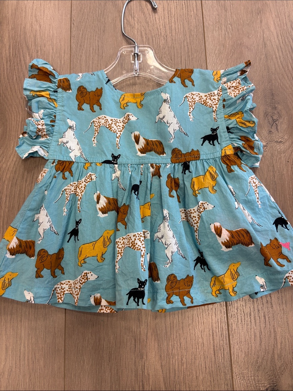 Pink Chicken Dress with Dog Print 6-12M